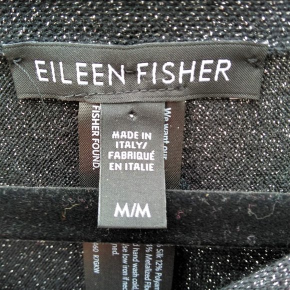 Eileen Fisher black metallic boat neck top Medium - Picture 2 of 5